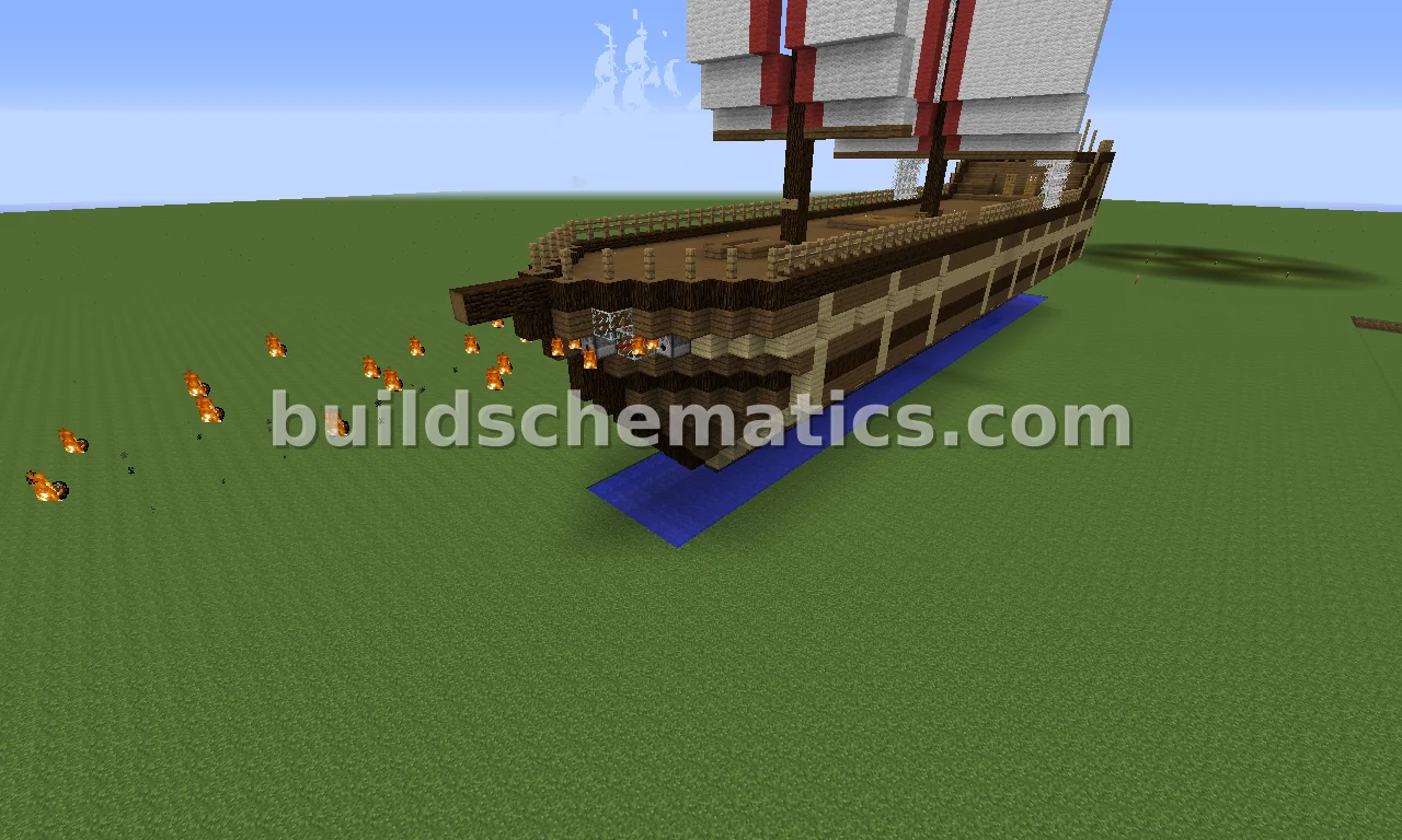 Warship HMS Spirit of Fire with Cannons