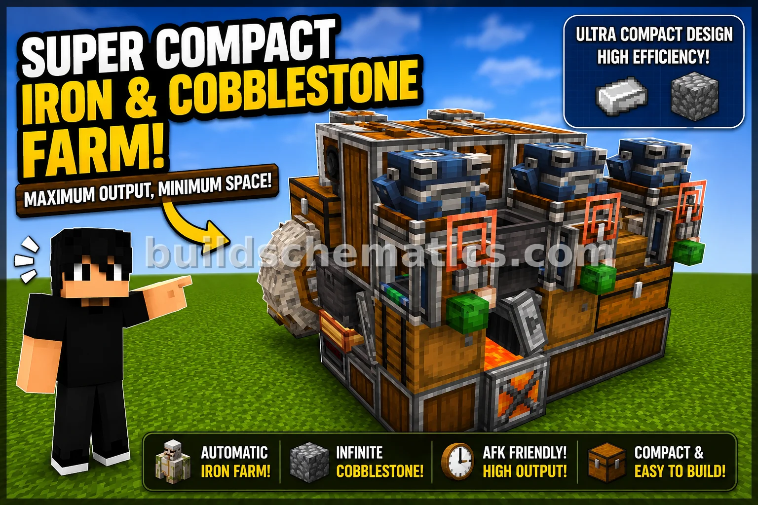 Compact Iron and Cobblestone Generator