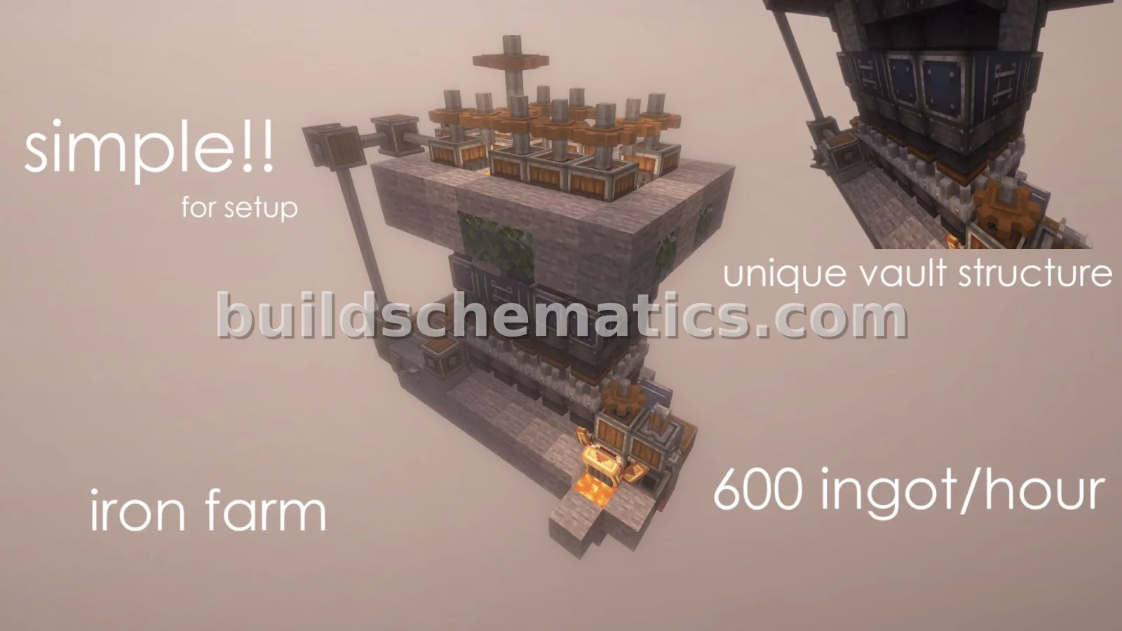 Simple Iron Farm - Stone & Chute Design