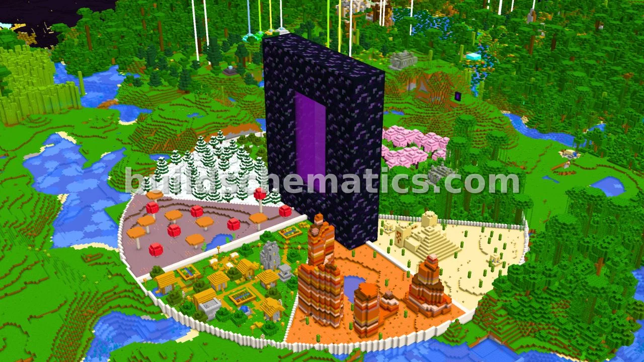 Massive Nether Portal with 8 Overworld Biomes