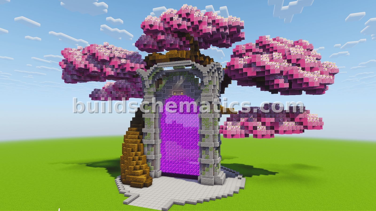 Giant Sakura Tree Nether Portal Build