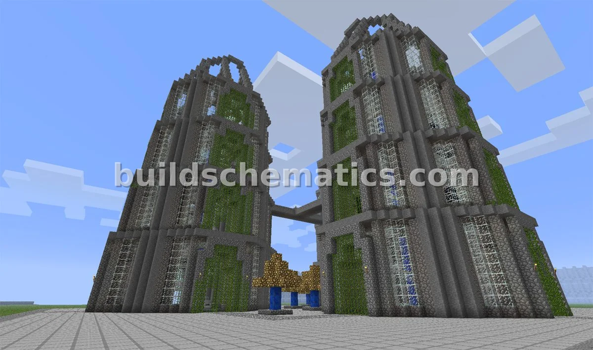 Cobblestone and Glass Portal Towers