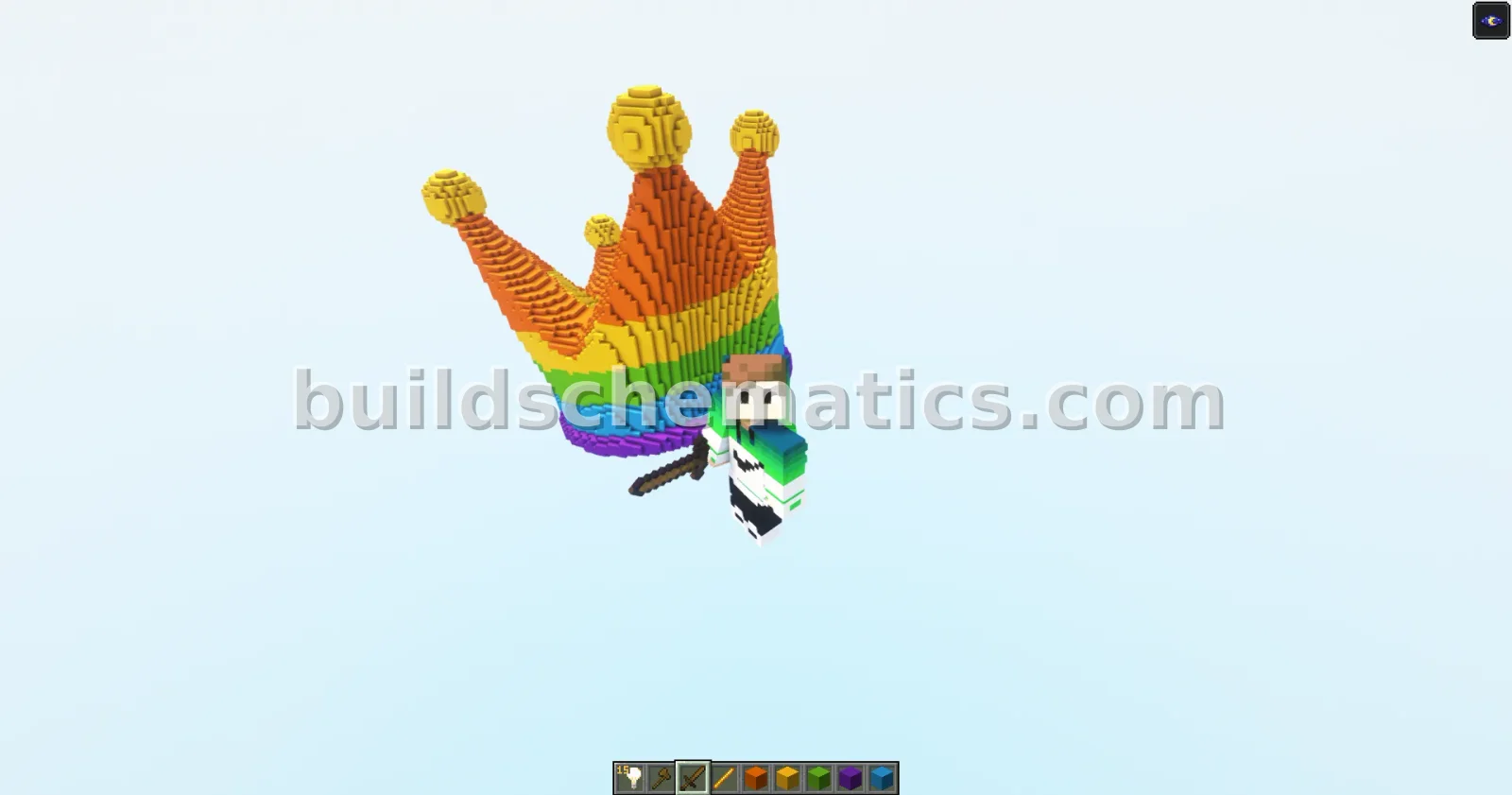 Rainbow Crown Statue Minecraft Mega Build