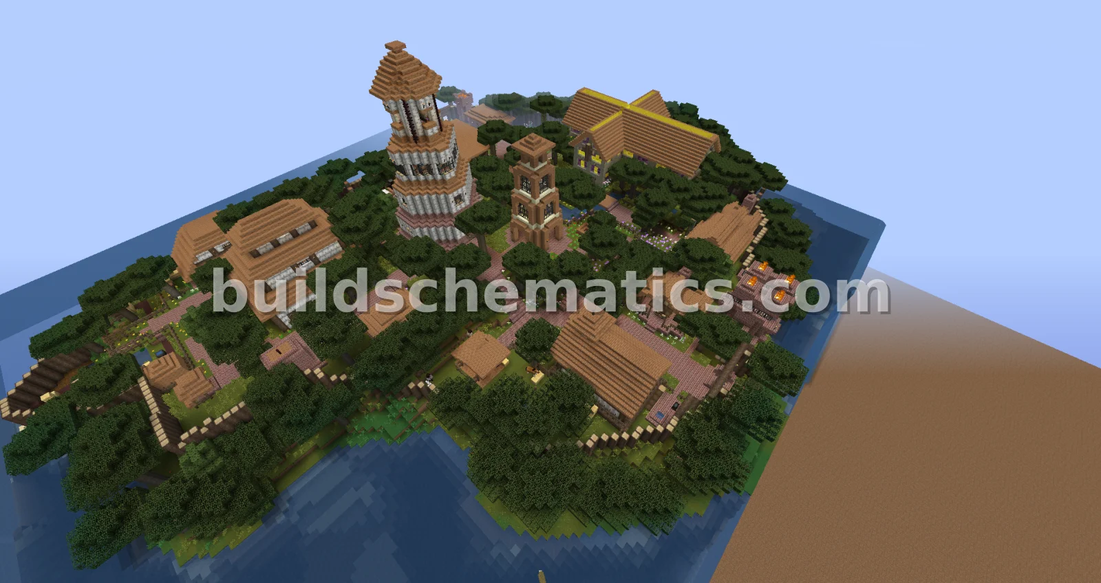 Medieval Island Town With Shops