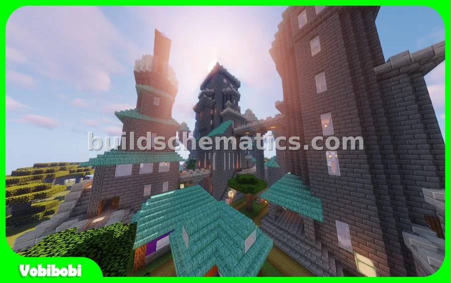 Royal Blue Castle with Themed Towers — view 2