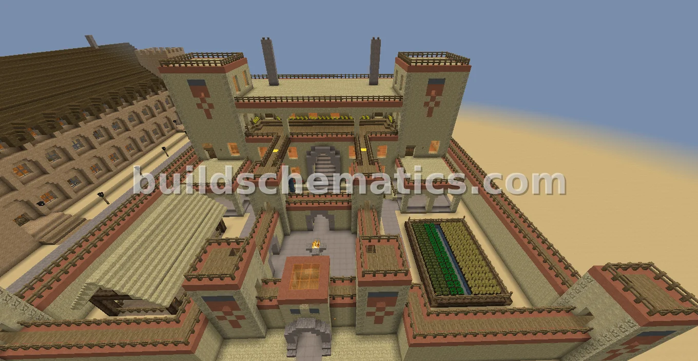 Sandstone Desert Castle with Interior