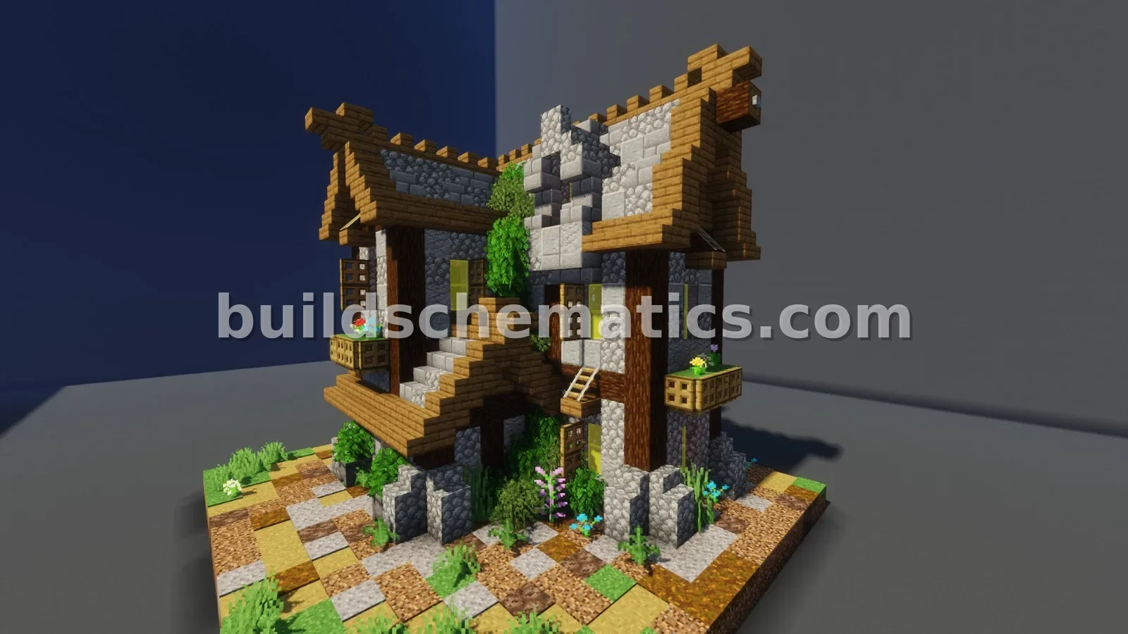 Cozy Medieval House for Two Players Schematic — view 2