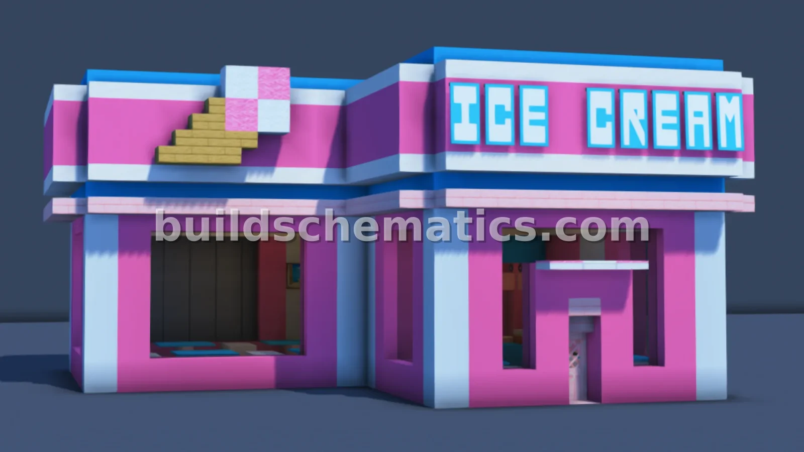 Simple Ice Cream Shop With Interior