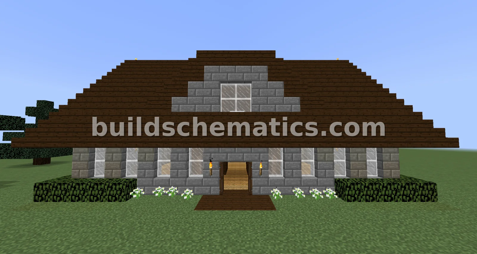 Survival House with Stone and Oak