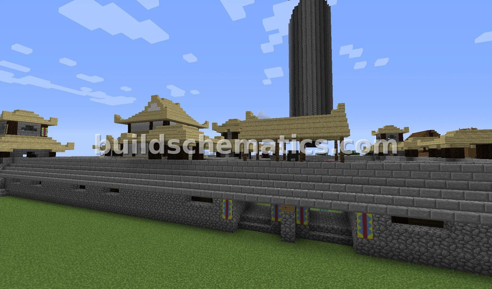 Asian Fortress with Barracks and Lord's Home