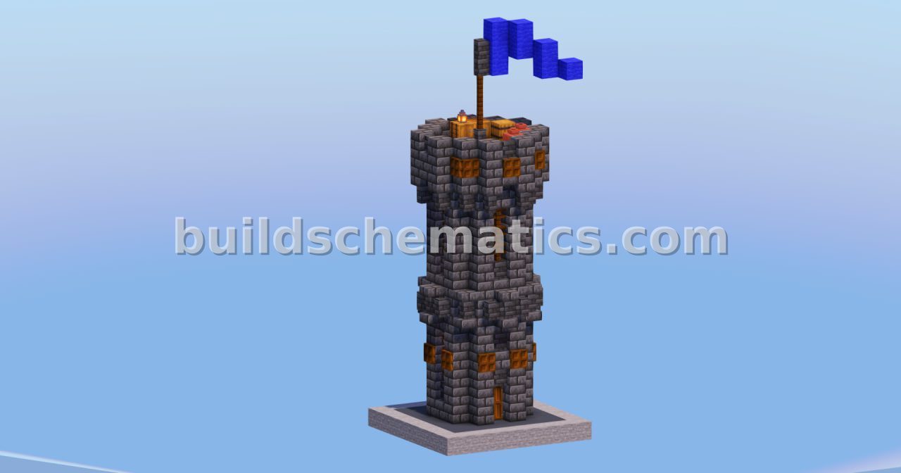 Compact Gothic Medieval Watchtower with Interior