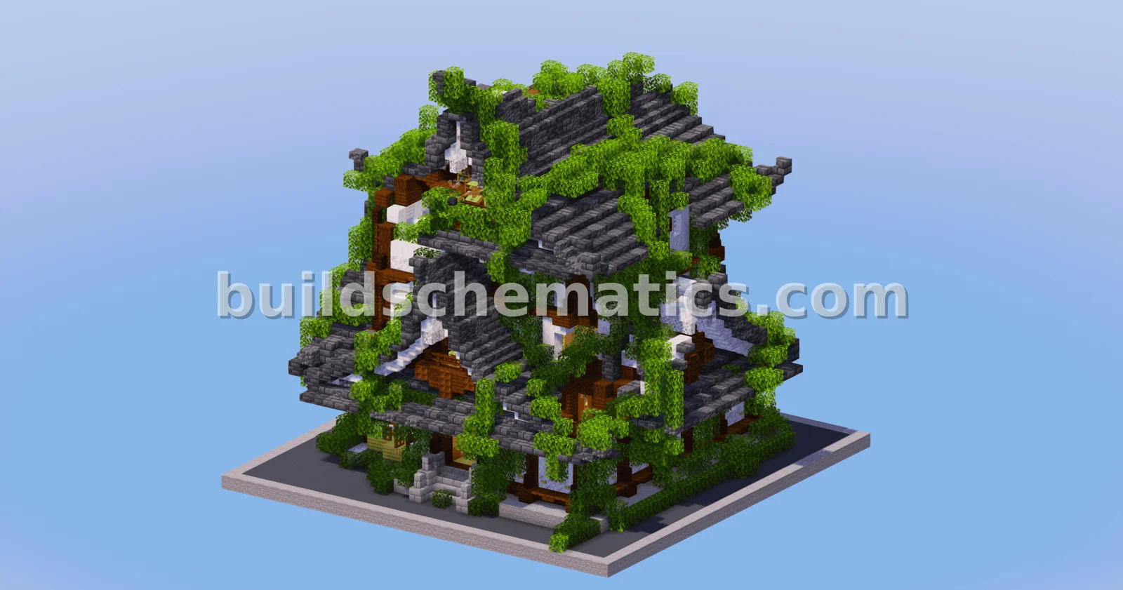 Ruined Overgrown Japanese Temple Schematic