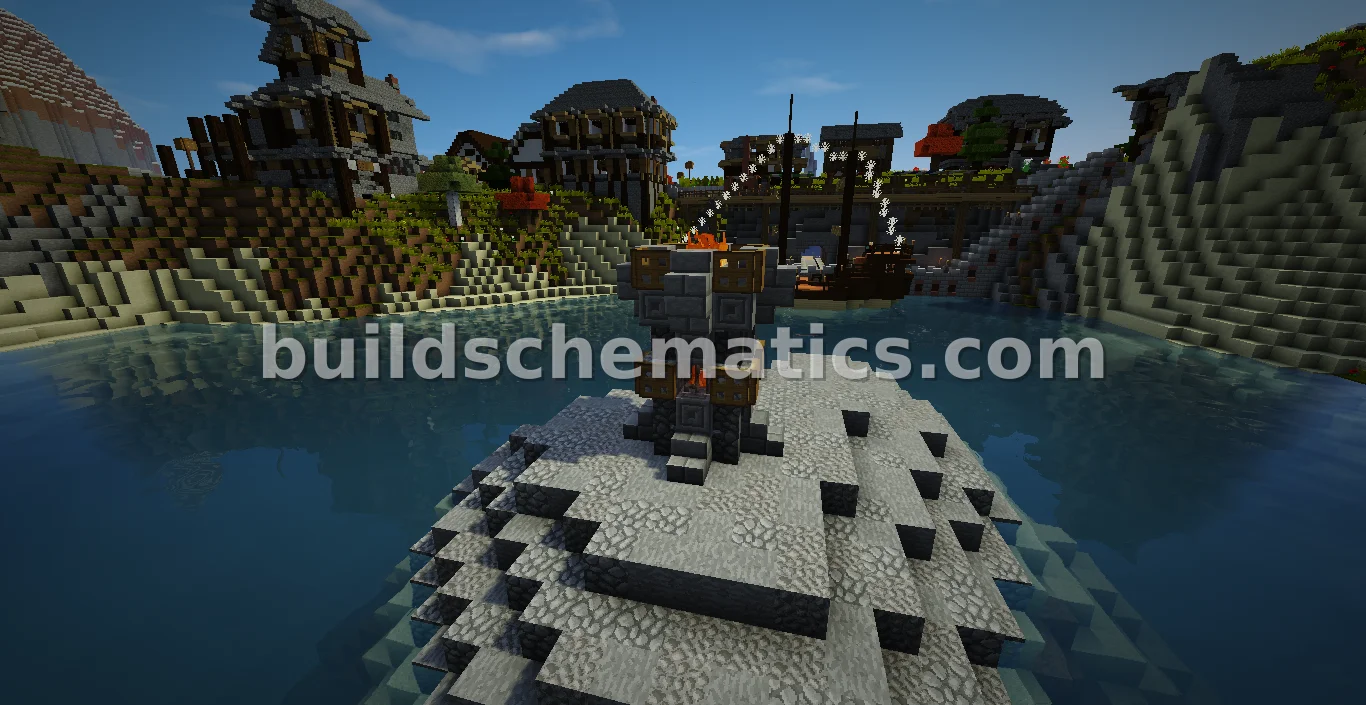 Medieval Torch Tower with Dual Fires — view 2