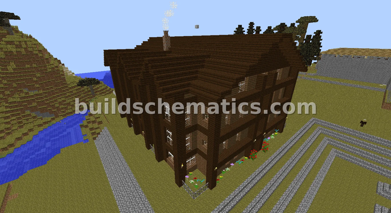 Three-Story Wooden Mansion with Attic