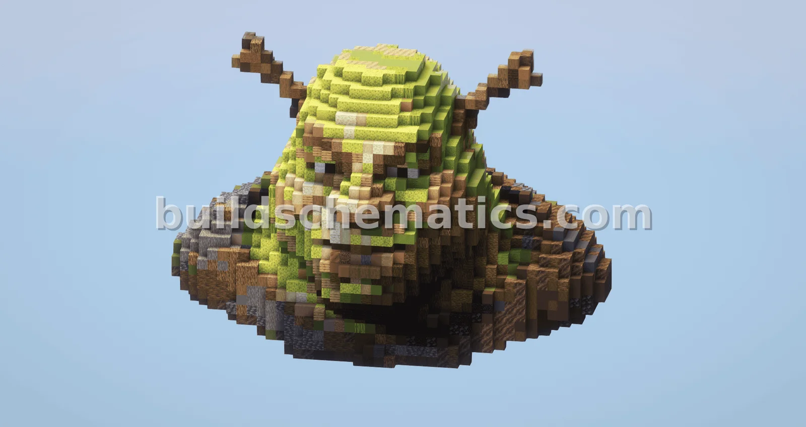 Pixel Art Shrek Bust Statue