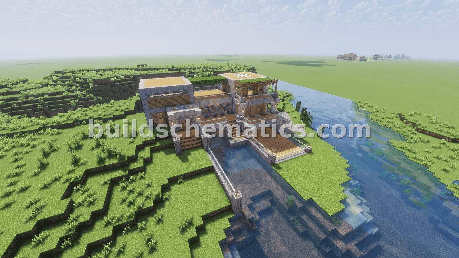 Modern Riverside Stone and Wood House