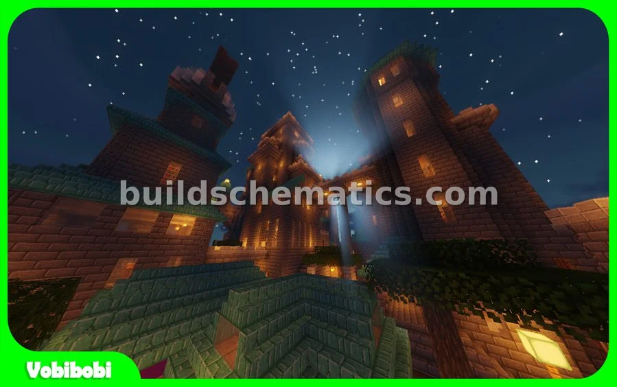 Royal Blue Castle with Themed Towers