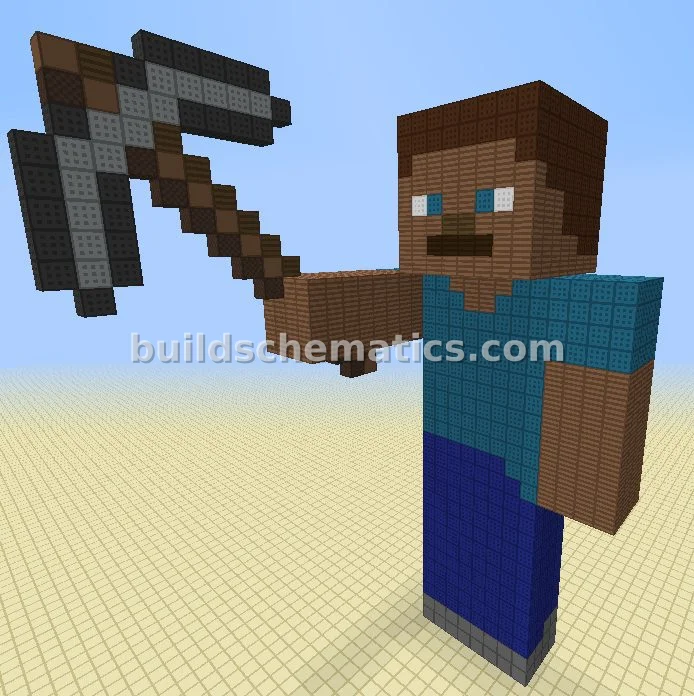 Steve the Miner Pixel Art Statue