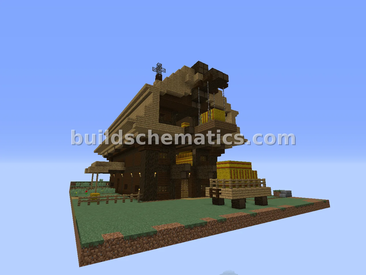 Rustic Barn and Stable with Hay Cart