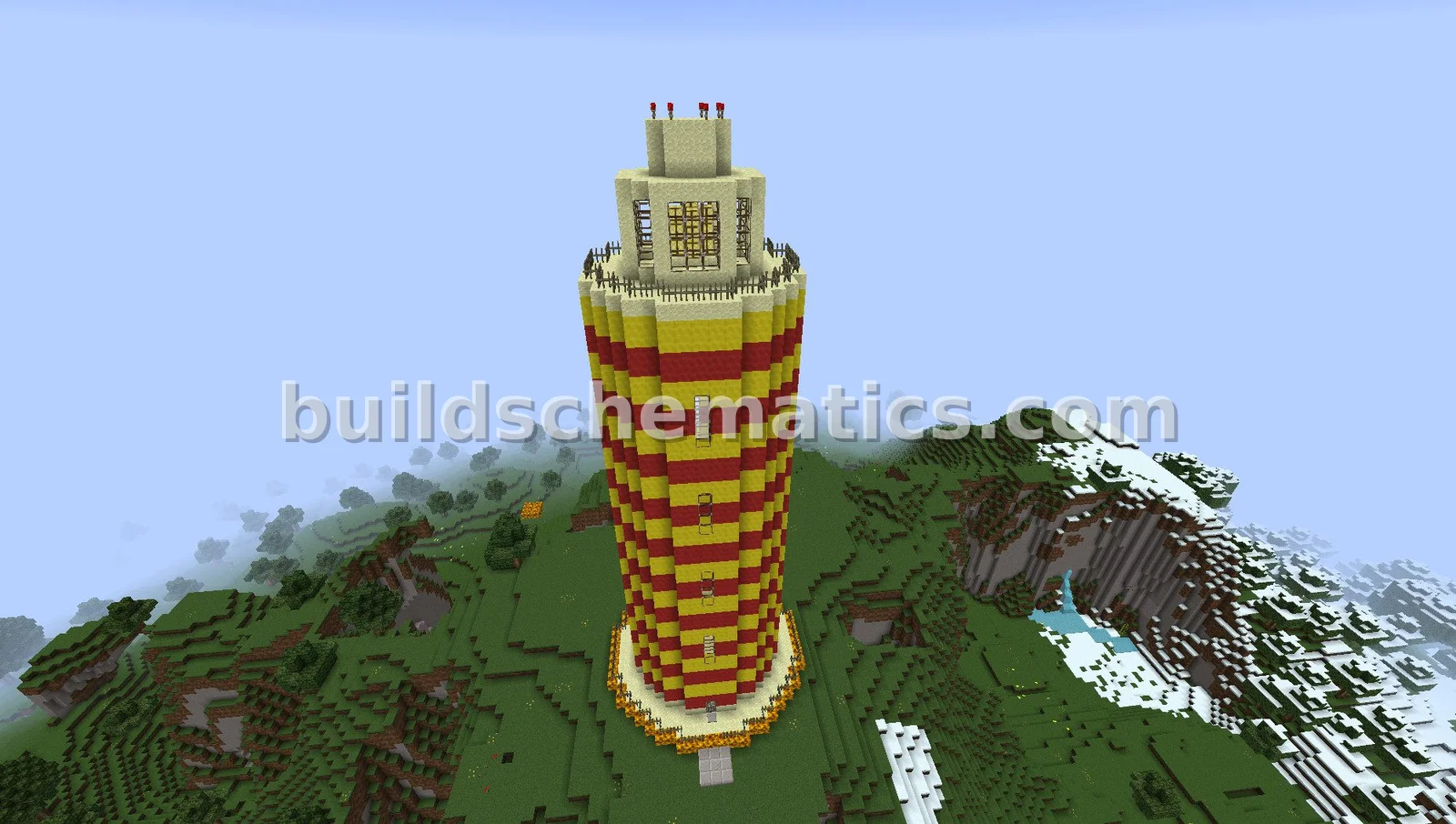 Yellow and Red Lighthouse Structure