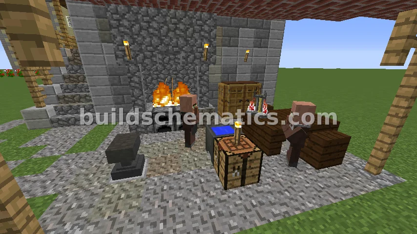 Medieval Blacksmith House With Villagers — view 4