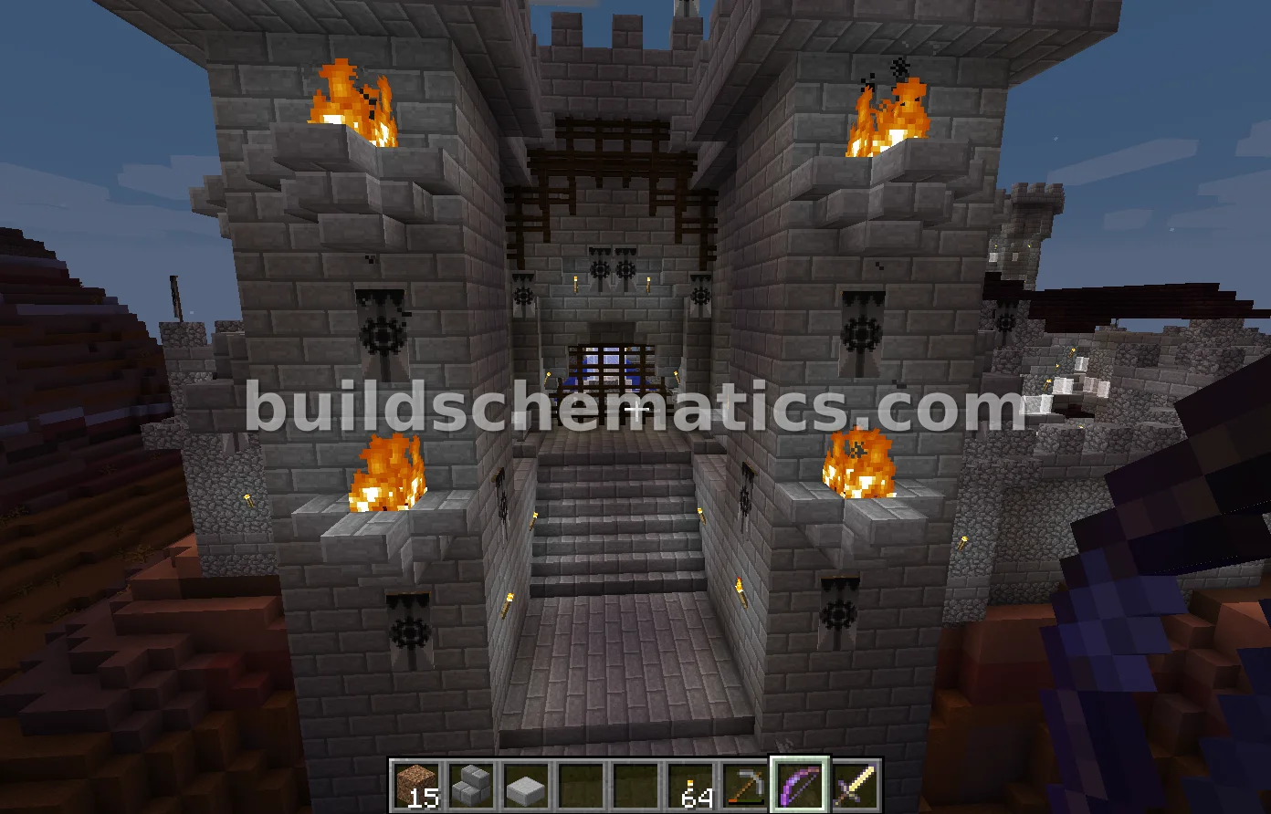 Medieval Castle Gate with Twin Towers — view 3
