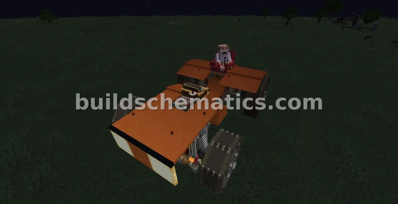 Small Orange Terracotta Tractor - 67 Blocks