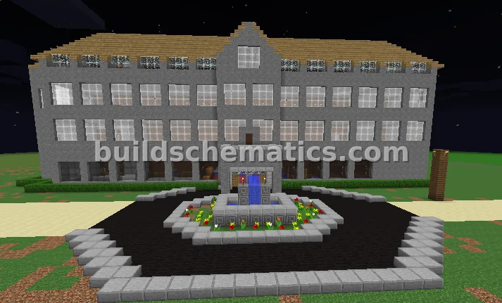 Modern Hotel Building With Fountain