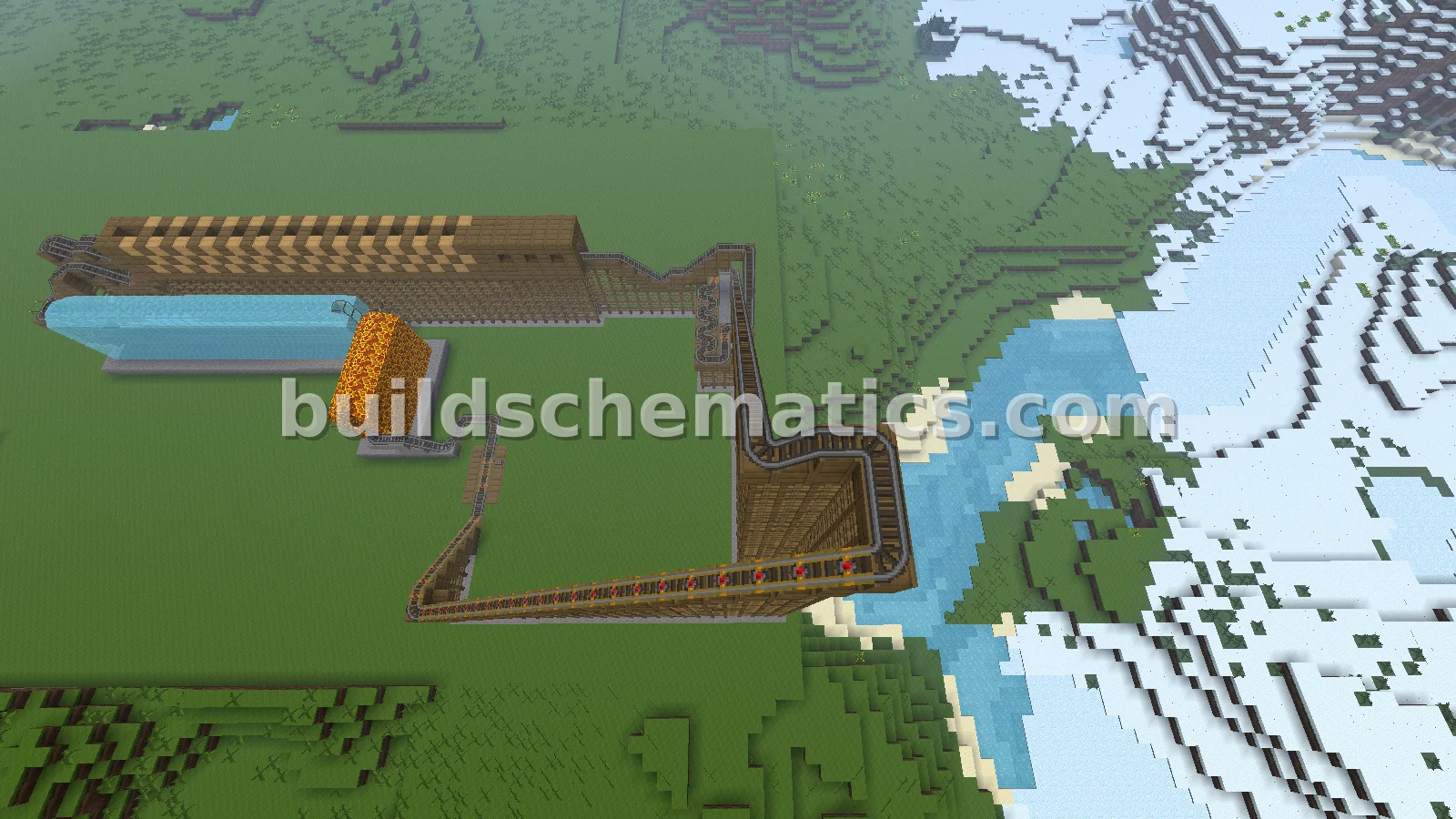 Wooden Roller Coaster with Lava and Water — view 3