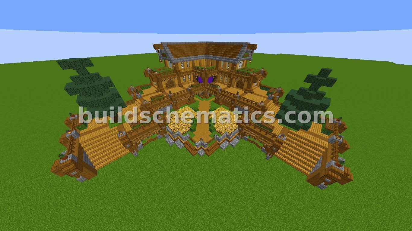 Rustic Symmetrical Mansion with Integrated Farms