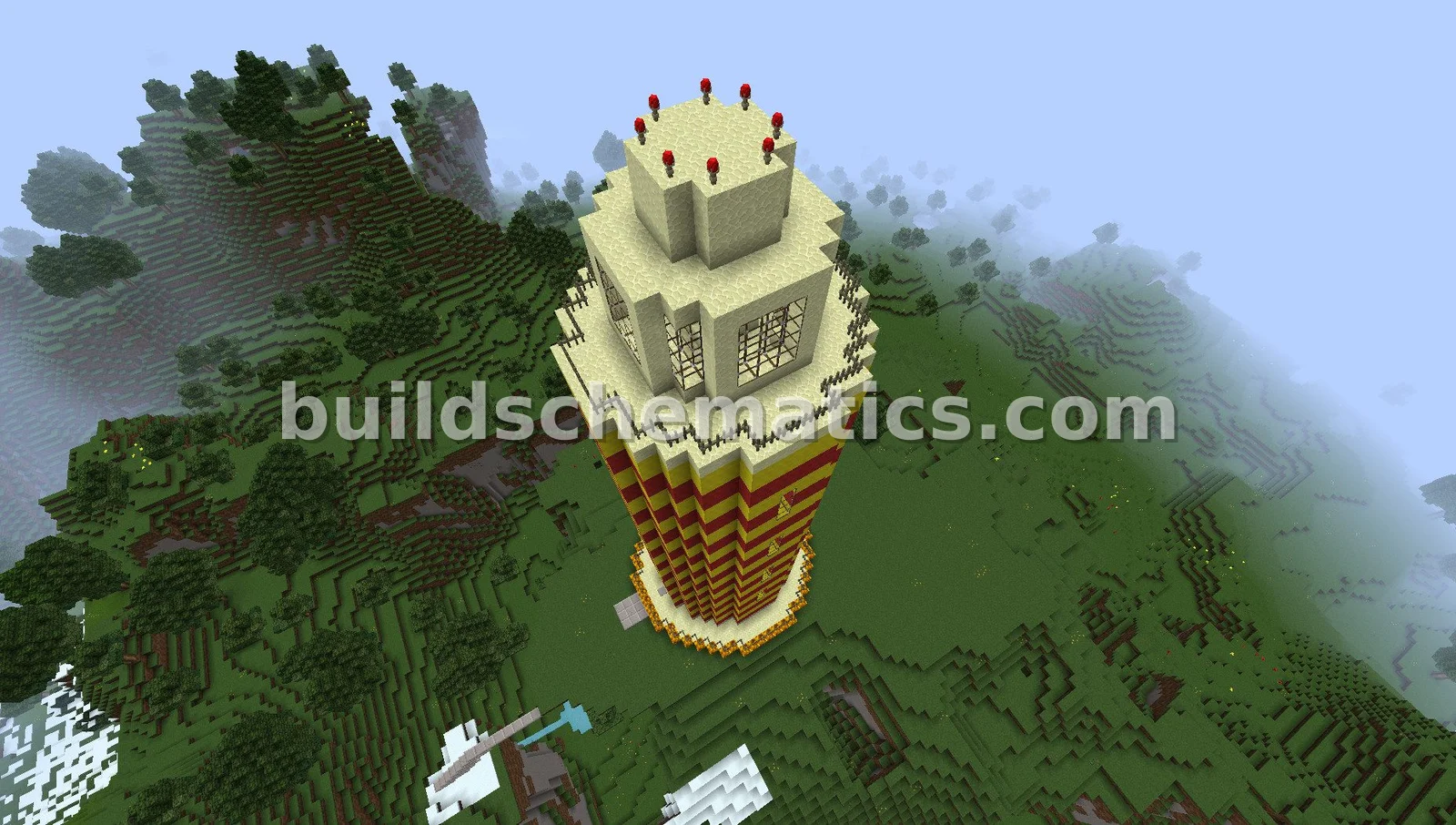Yellow and Red Lighthouse Structure — view 2