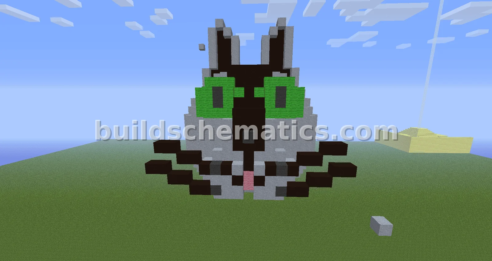 Pixel Art Cat Head Sculpture