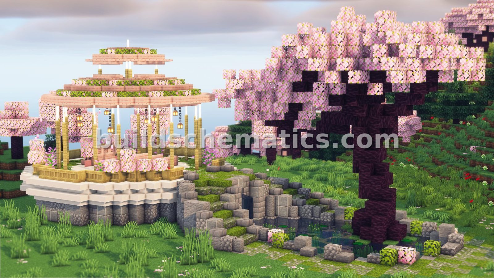 Cherry Blossom Garden Wedding Venue Minecraft Build Guide