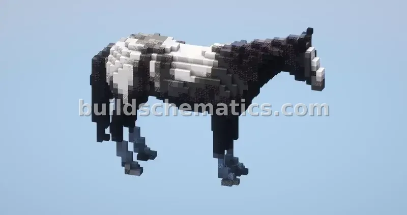 Small Black and White Horse Statue