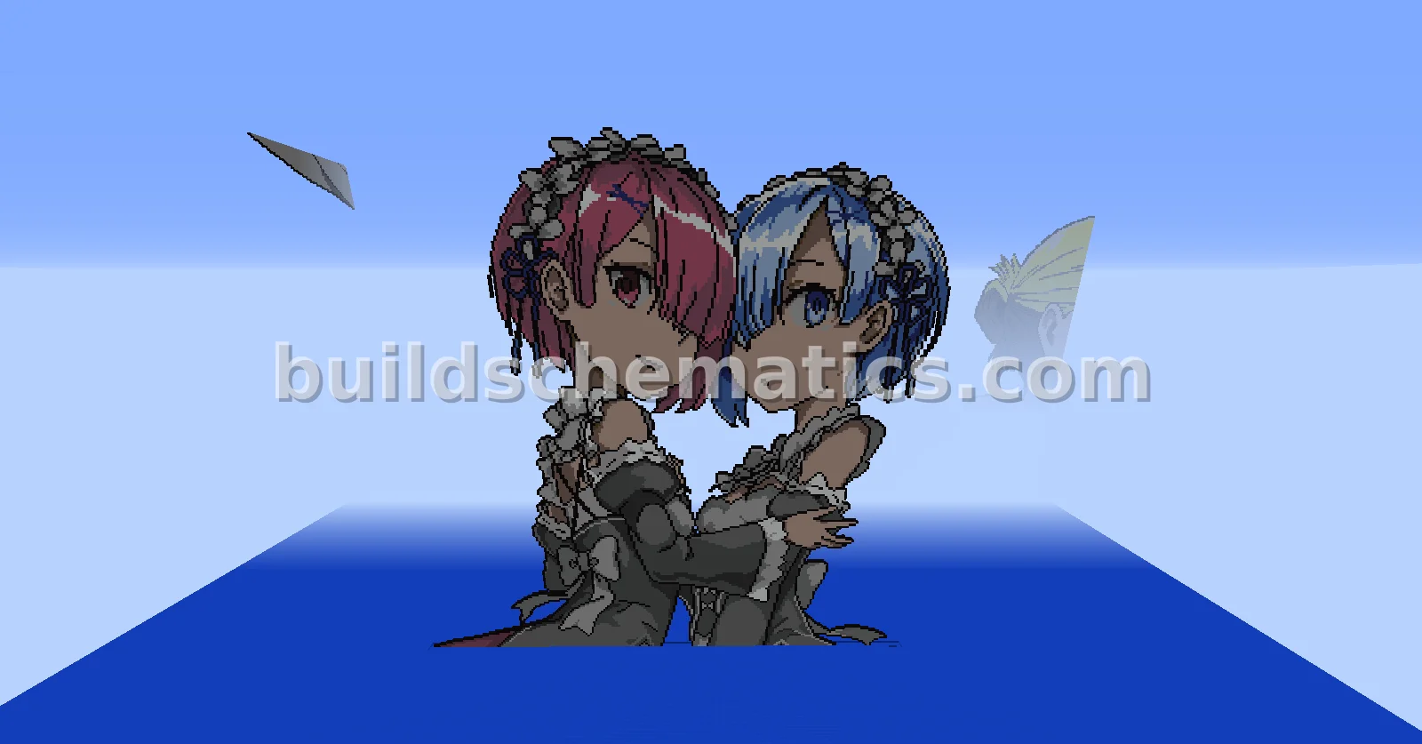 Rem and Ram Anime Pixel Art