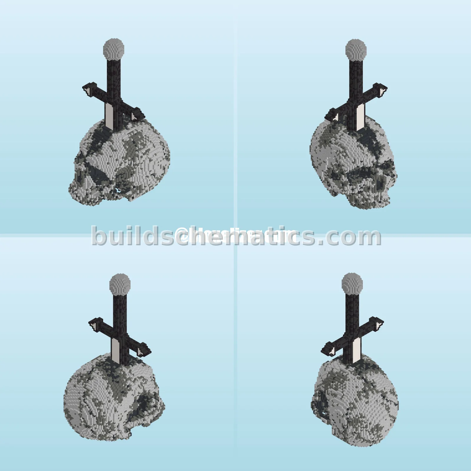 Skeleton Head With Sword Structure