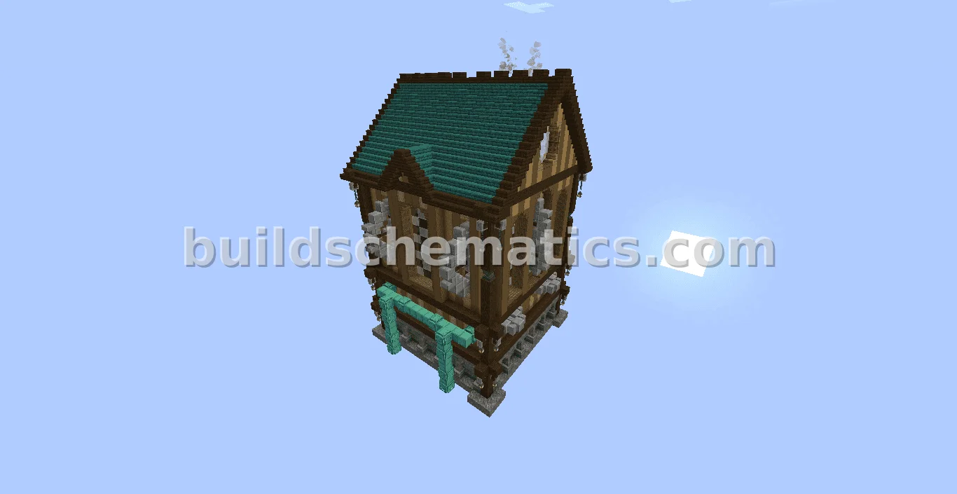Steampunk Cobblestone House Block Farm — view 2