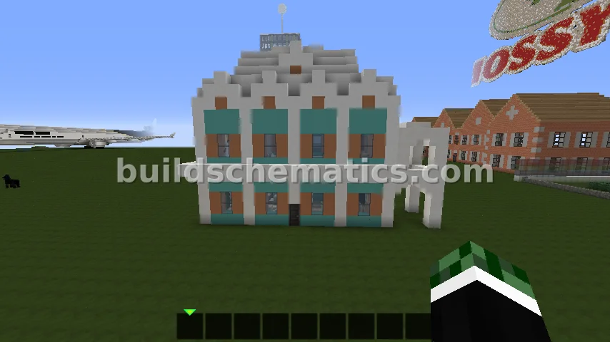 Medium Blue House with Unique Roof
