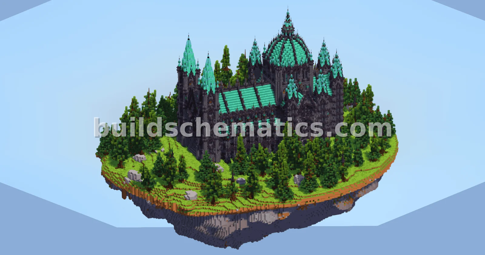 Dark Copper Gothic Cathedral Floating Island