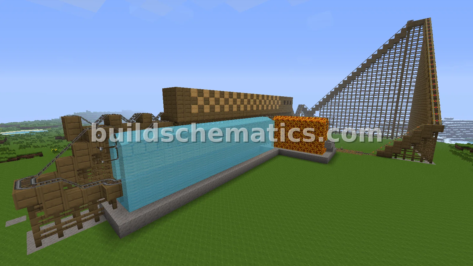 Wooden Roller Coaster with Lava and Water