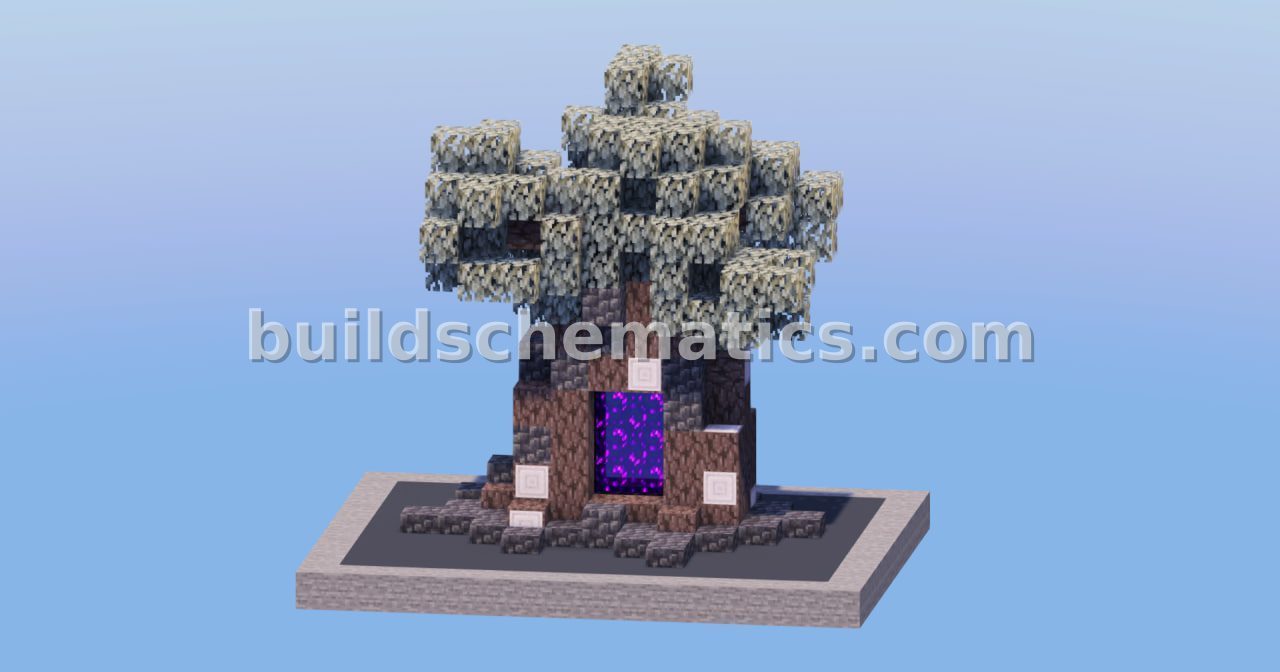 Creepy Pale Oak Tree Nether Portal Schematic — view 2