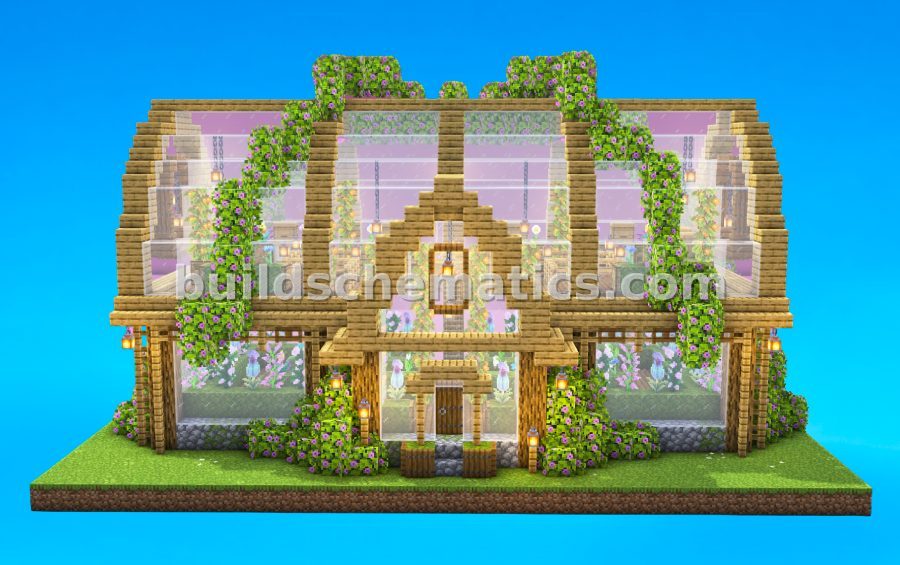 Symmetrical Oak and Glass Botanical Greenhouse