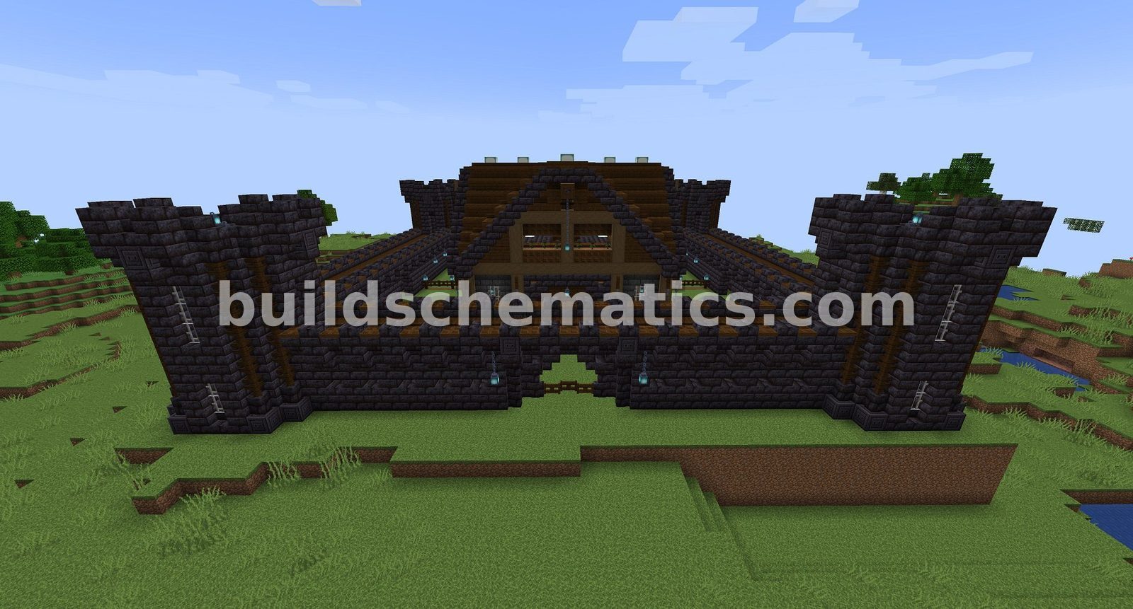 Dark Medieval Castle with Central House