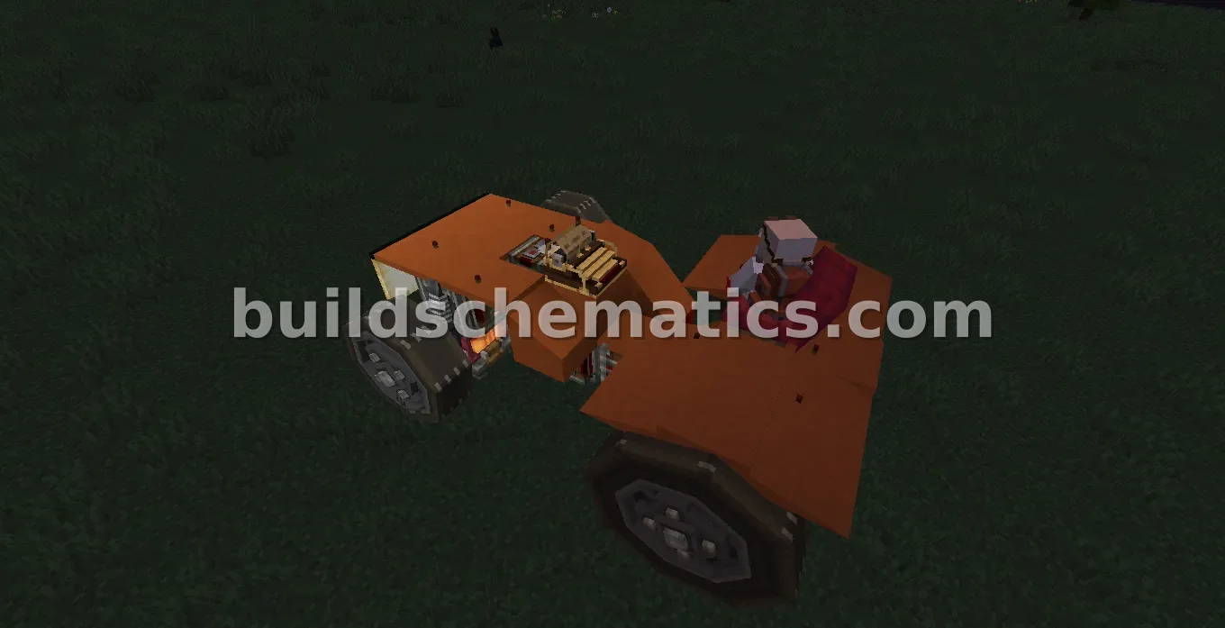 Small Orange Terracotta Tractor - 67 Blocks — view 3