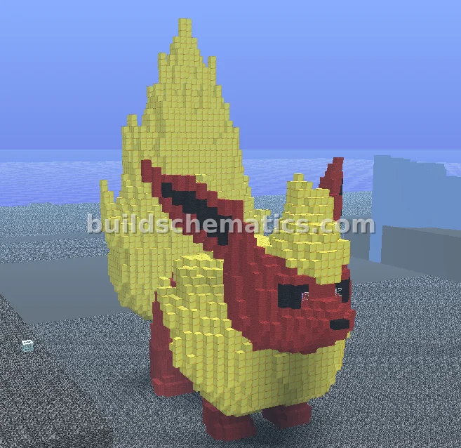 Giant Flareon Pixel Art Sculpture