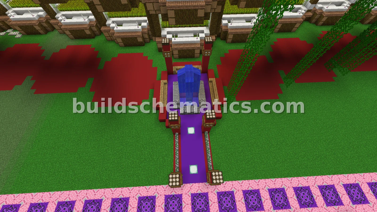 Modern Park with Fountain and Benches