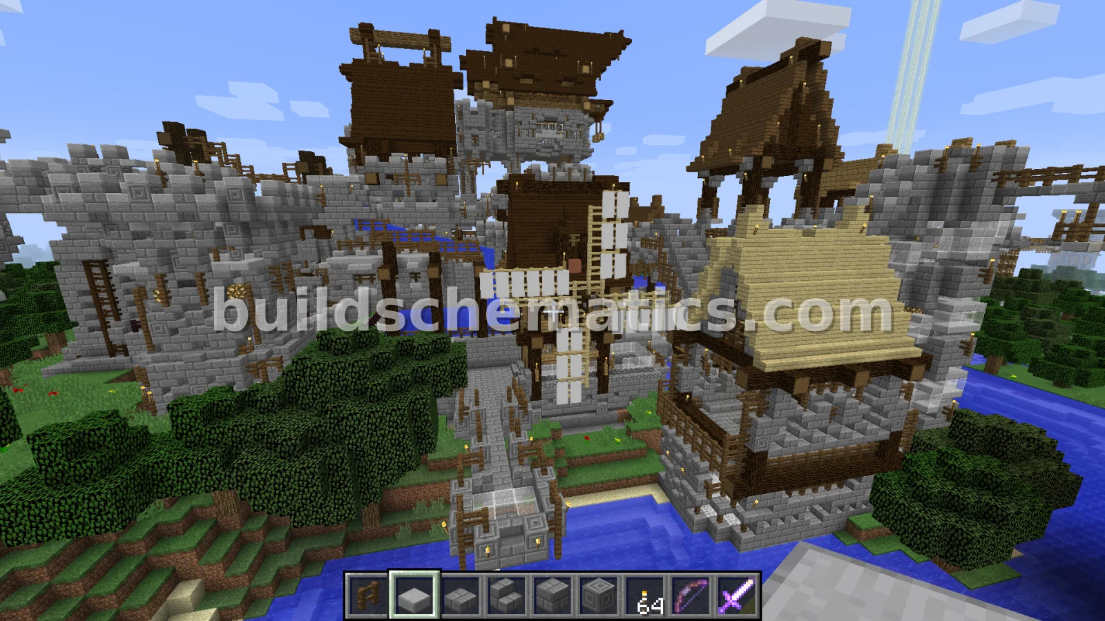 Medieval Castle with Village and Defenses — view 3