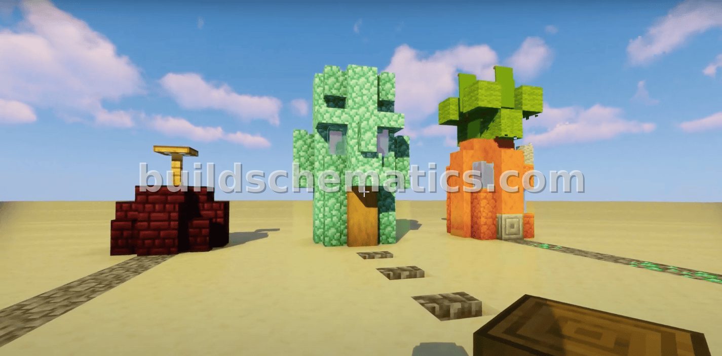 Bikini Bottom Houses: SpongeBob, Squidward, Patrick
