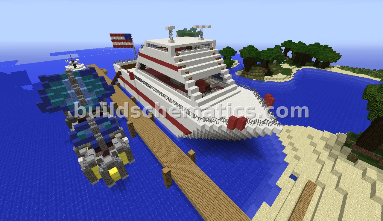 Medium Yacht with Dock — view 2
