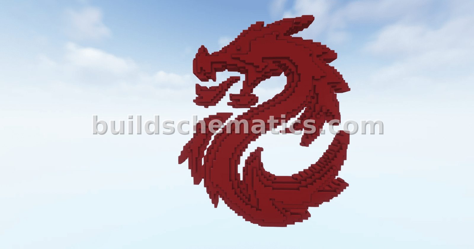 3D Red Dragon Statue Sculpture